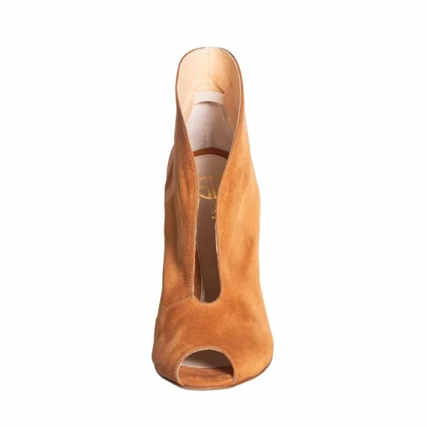 Scarpe aperte davanti tacco alto camoscio cuoio - Studio Creazioni