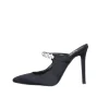 Scarpe col tacco nere made in italy con accessorio di strass