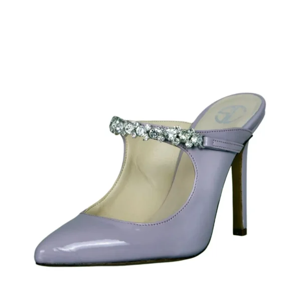 Scarpe col tacco vernice nude made in italy con accessorio di strass