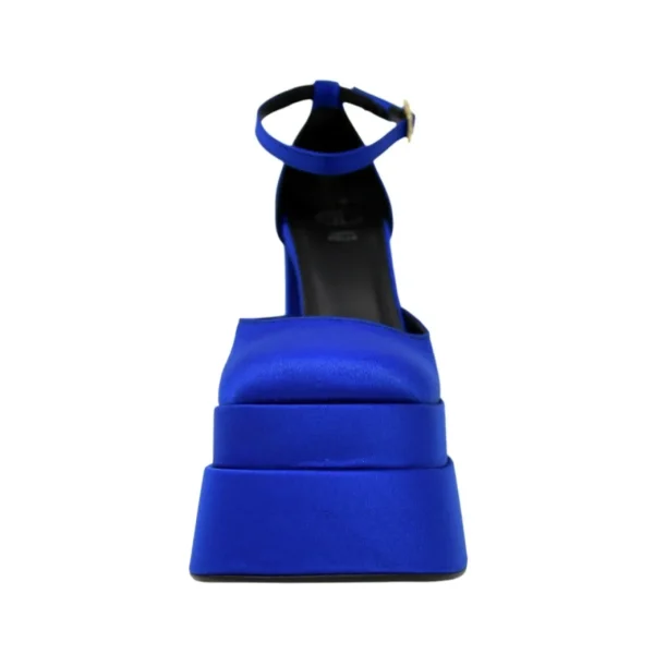 Scarpe con doppio plateau in raso bluette made in italy tacco 15