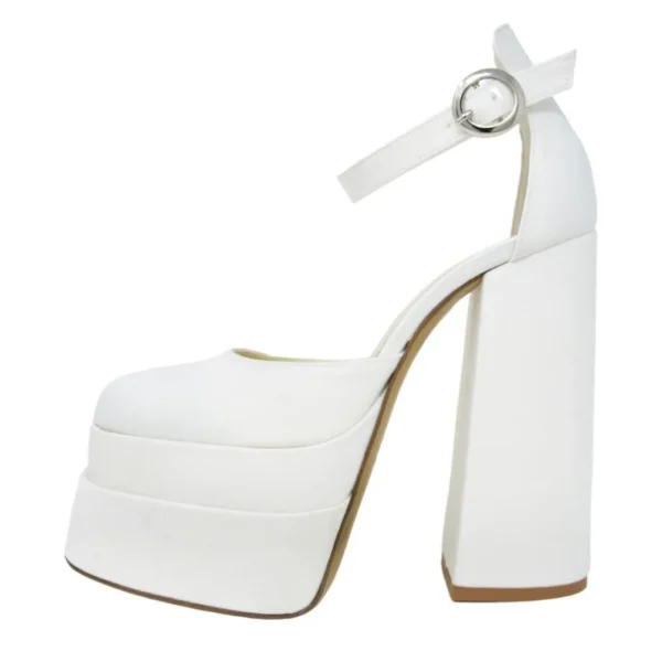 Scarpe da sposa con doppio plateau in raso made in italy tacco 15