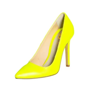 Scarpe fluorescenti gialle con tacco alto a spillo made in italy