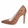 Scarpe leopardate con tacco alto spillo camoscio cuoio made in italy
