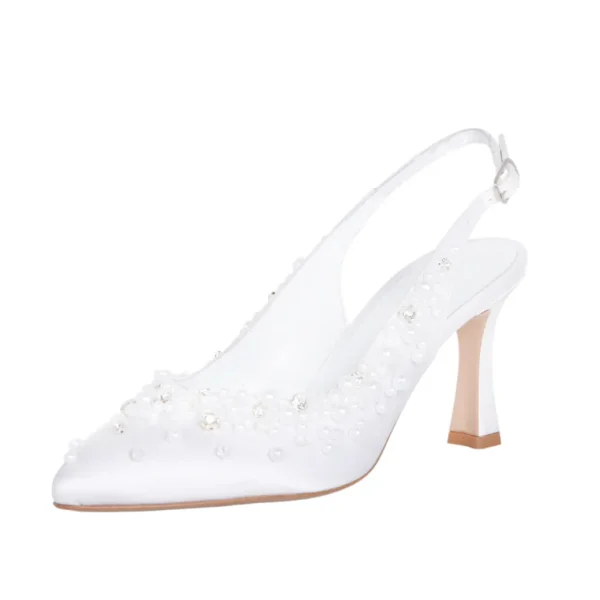 Slingback sposa decorate a mano perle e strass
