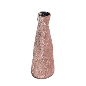 Stivaletti con tacco basso 5cm in glitter carne made in italy