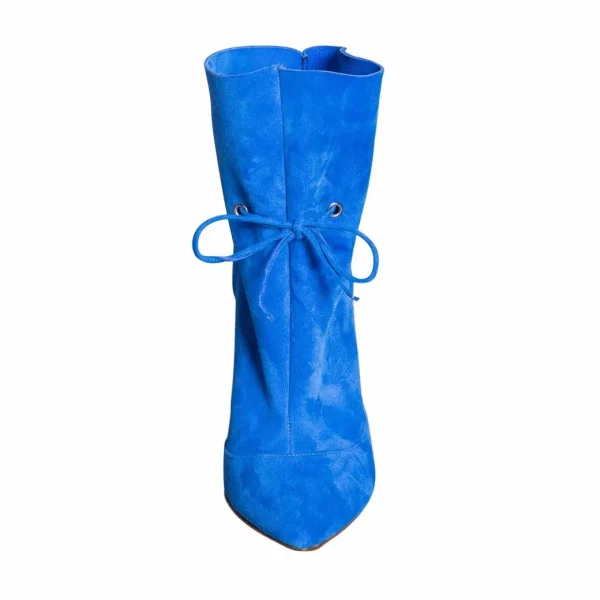 Stivaletti da donna made in italy in vera pelle camoscio bluette