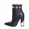 Stivaletti donna a punta con tacco alto 10 cm made in italy pelle nero