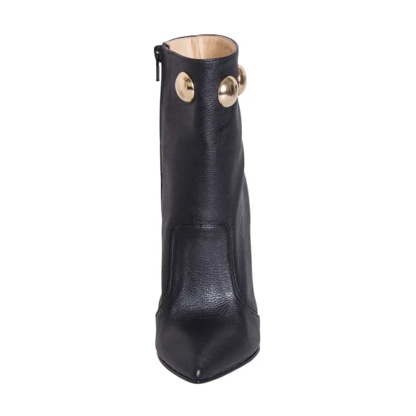 Stivaletti donna a punta con tacco alto 10 cm made in italy pelle nero