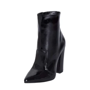 Stivaletti donna a punta con tacco alto 10 cm made in italy nero