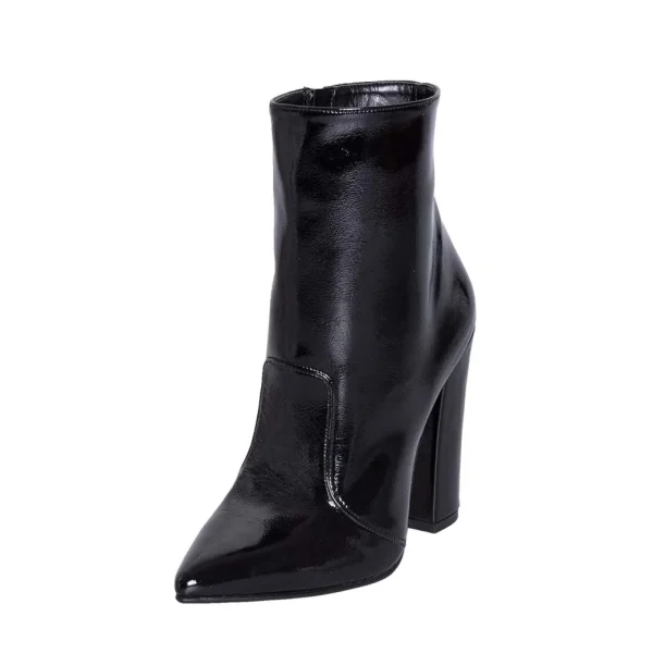 Stivaletti donna a punta con tacco alto 10 cm made in italy nero