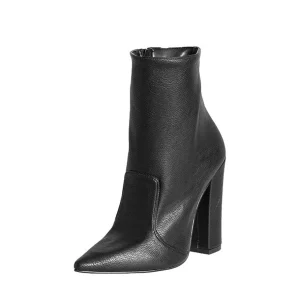 Stivaletti donna a punta con tacco alto 10 cm made in italy pelle nero