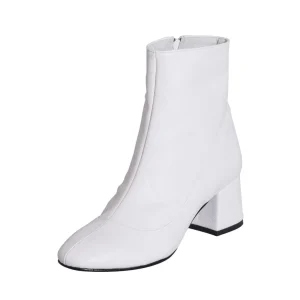 Stivaletti donna pelle bianca tacco basso made in italy primavera