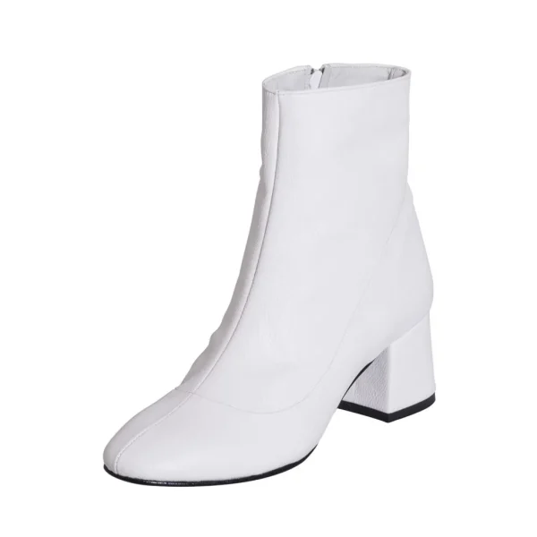Stivaletti donna pelle bianca tacco basso made in italy primavera