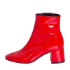 Stivaletti donna vernice rosso tacco basso made in italy primavera