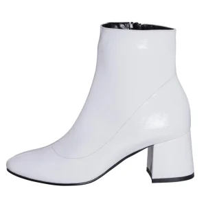Stivaletti donna vernice bianca tacco basso made in italy primavera