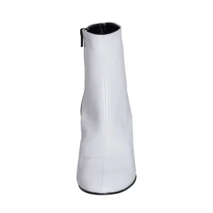 Stivaletti donna vernice bianca tacco basso made in italy primavera