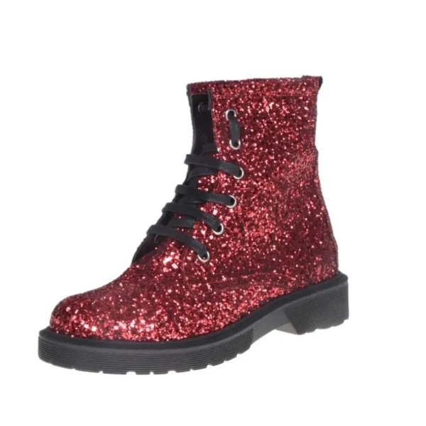 Stivaletti in glitter rosso anfibi, made in italy Studio Creazioni