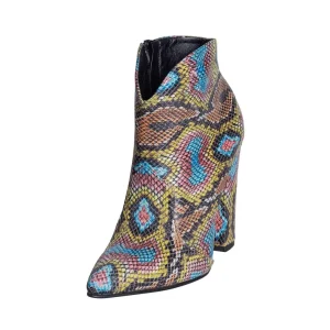 Stivaletti pitone multicolot donna tacco alto neri made in italy