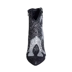 Stivaletti texani con tacco alto a spillo 10 cm made in italy glitter