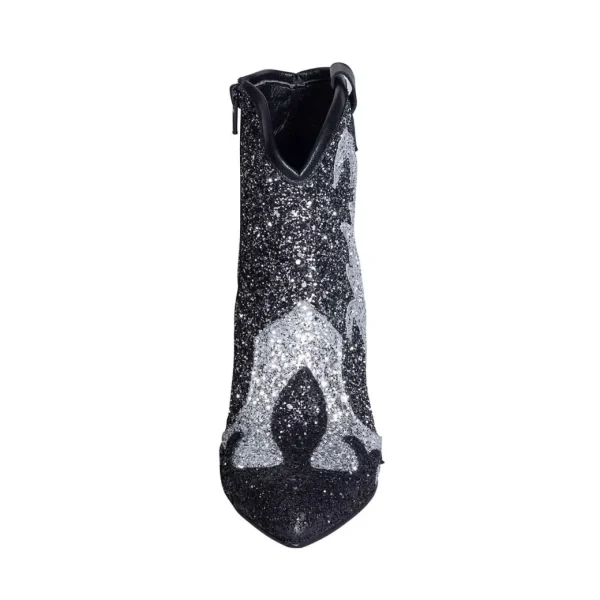 Stivaletti texani con tacco alto a spillo 10 cm made in italy glitter