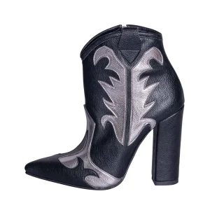 Stivaletti texani donna con tacco alto in pelle - Studio Creazioni