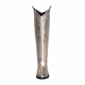 Stivali camperos donna alti laminato platino made in italy 2019