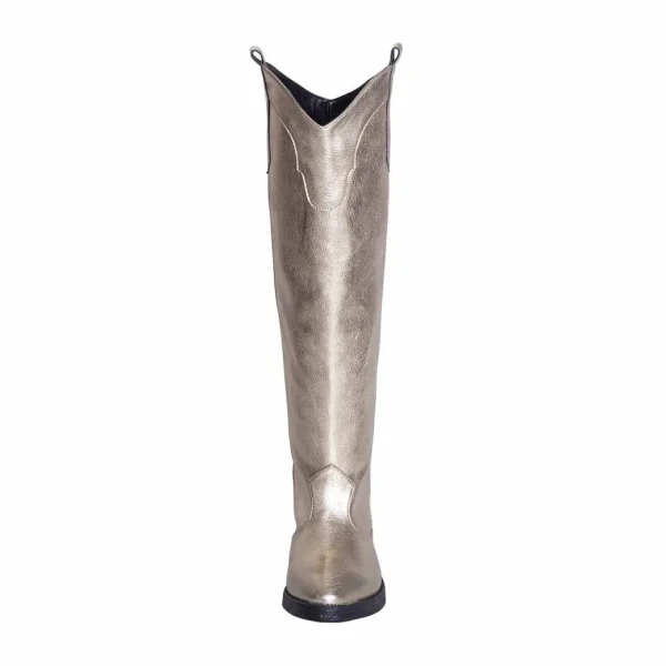 Stivali camperos donna alti laminato platino made in italy 2019
