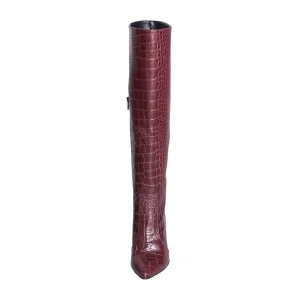 stivali sotto al ginocchio in cocco bordeaux da donna made in italy