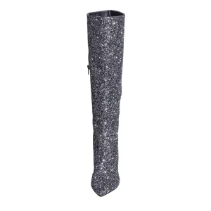 stivali sotto al ginocchio in glitter c.fucile da donna made in italy
