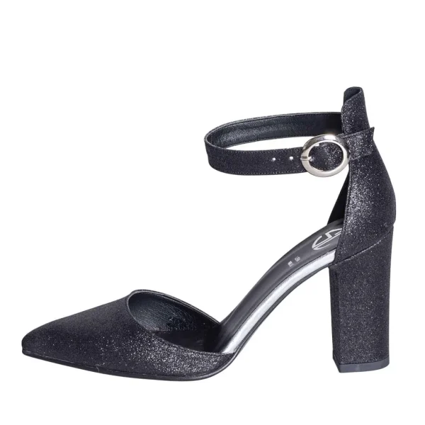 Tacchi a punta nere in glitter made in italy - Studio Creazioni