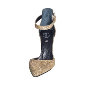 Tacchi a punta platino in glitter made in italy - Studio Creazioni
