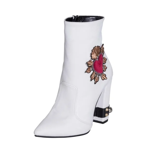 Tronchetti donna con tacco alto bianchi made in italy studio creazioni