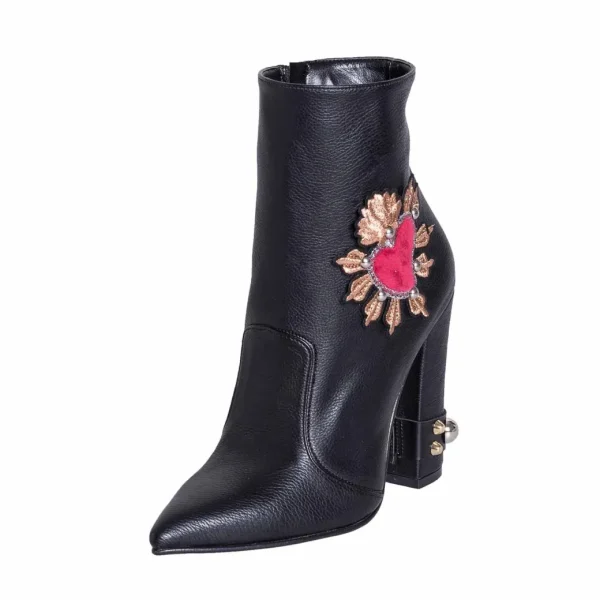 Tronchetti donna con tacco alto nero made in italy studio creazioni
