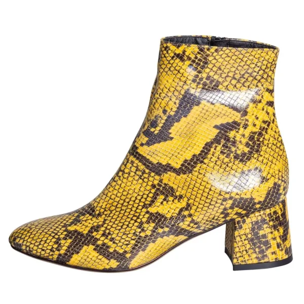 Tronchetti tacco basso in pitone giallo made in italy Studio Creazioni