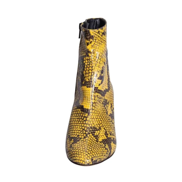 Tronchetti tacco basso in pitone giallo made in italy Studio Creazioni