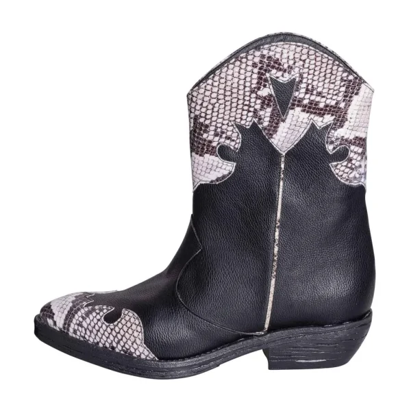 Tronchetti texani neri made in italy con pitone roccia bianco e nero
